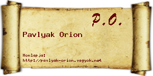 Pavlyak Orion névjegykártya